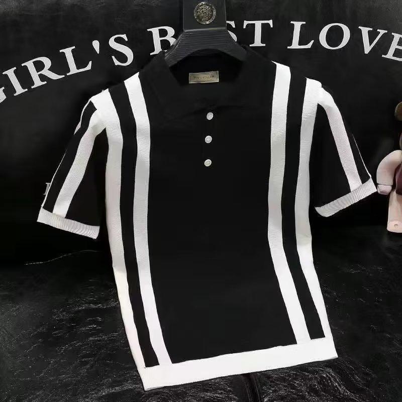 

Men s Ice Silk Slim Fit Polo Shirt - Short Sleeve, Summer Knitwear L