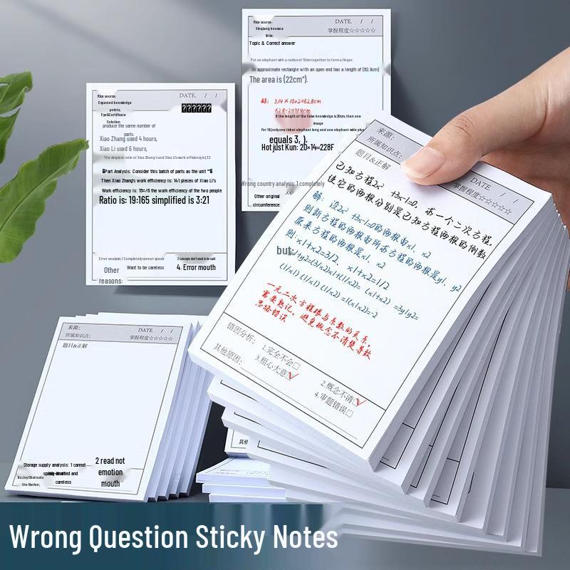 Error Correction Sticky Notes for Students – English & Math, High-Value Words, Mini Notebook