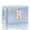 Octagonal Embroidered Letter Makeup Bag Large Capacity Travel Toiletries Storage Bag Handbag Cosmetic Bag Makeup Pouch Organizer