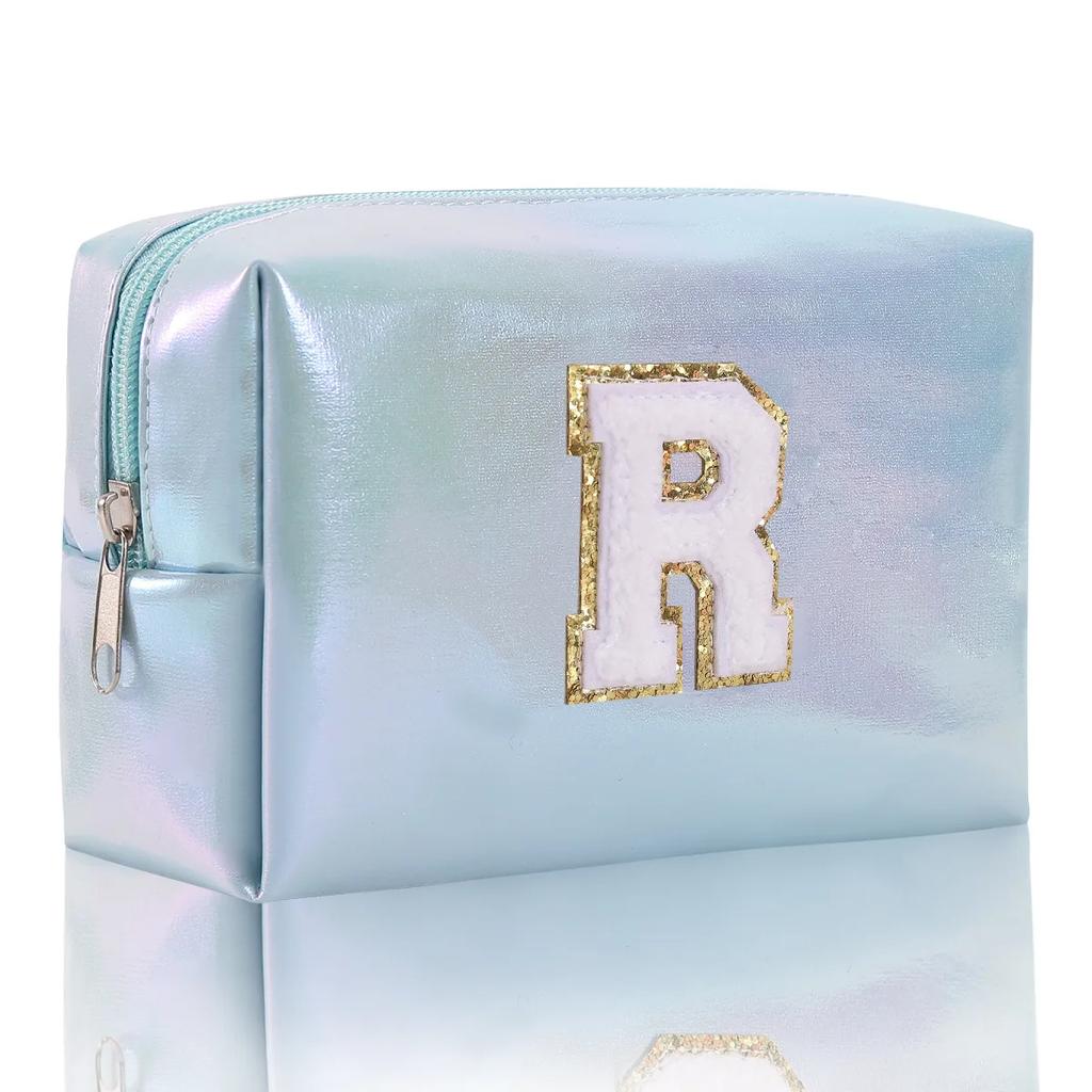 Octagonal Embroidered Letter Makeup Bag Large Capacity Travel Toiletries Storage Bag Handbag Cosmetic Bag Makeup Pouch Organizer