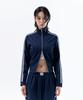 Duckdive Ring Tape Crop Track Zip-Up Navy