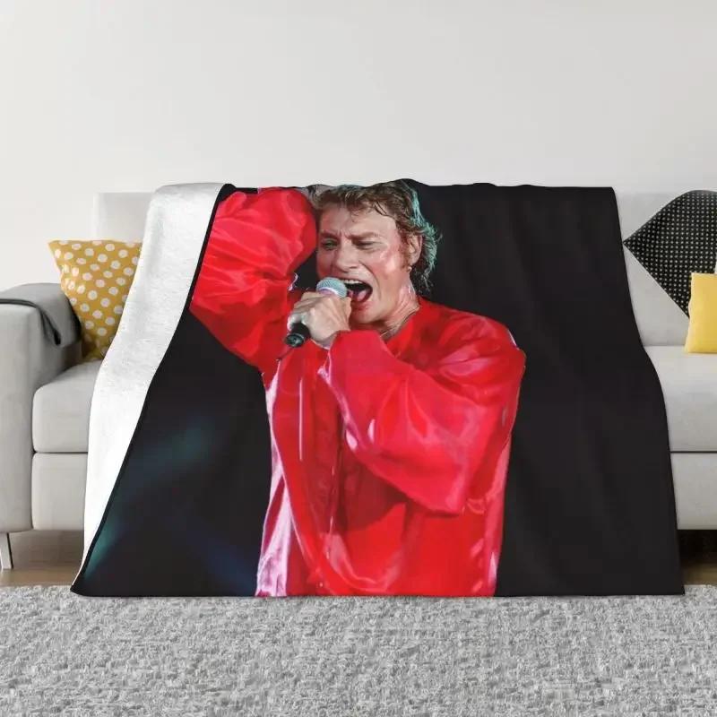 Johnny Hallyday Decken, warmer Flanell, französischer Sänger, Überwurf, Decke für Sofa, Büro, Tagesdecken