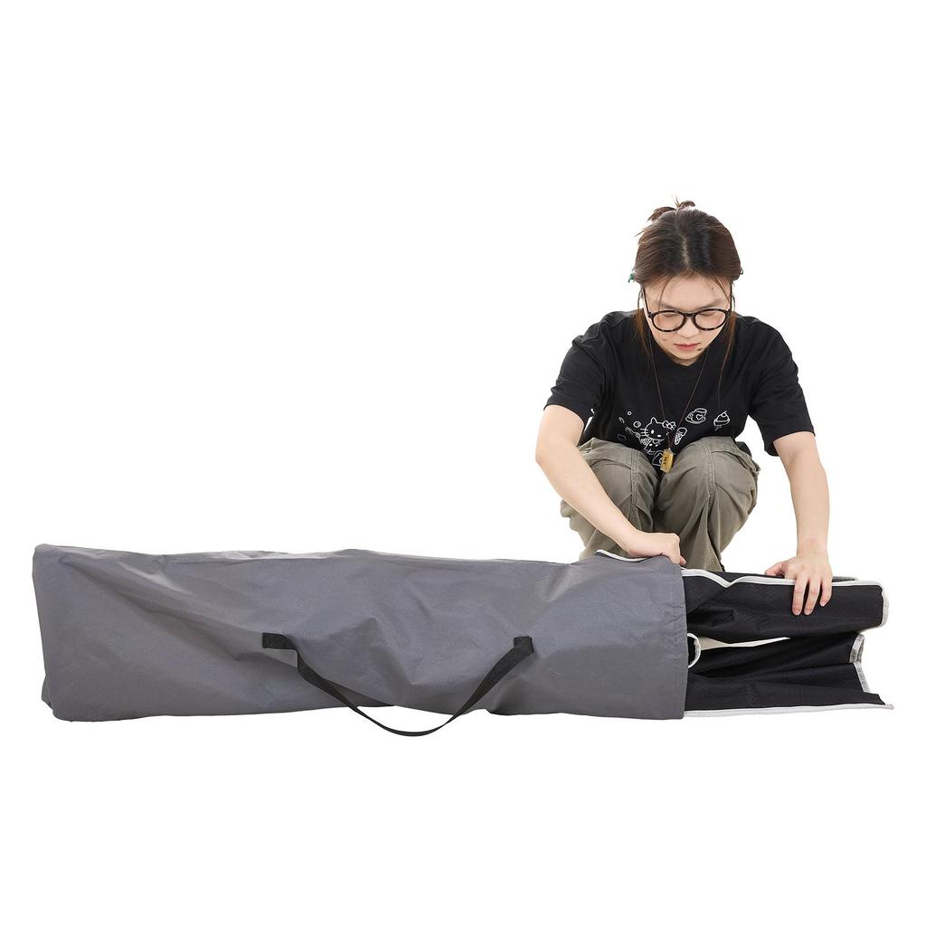 Heavy-duty Steel Tube Folding Bed, Black Frame with Black Pearl Cushions