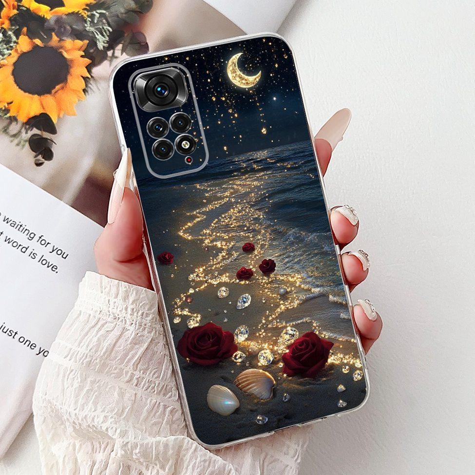6,43" Für Redmi Note 11 4G Global Klare Hülle Für Redmi Note 11s Hülle Mode Luxus Blumen Süße Cartoon Bemalte Weiche TPU Hülle