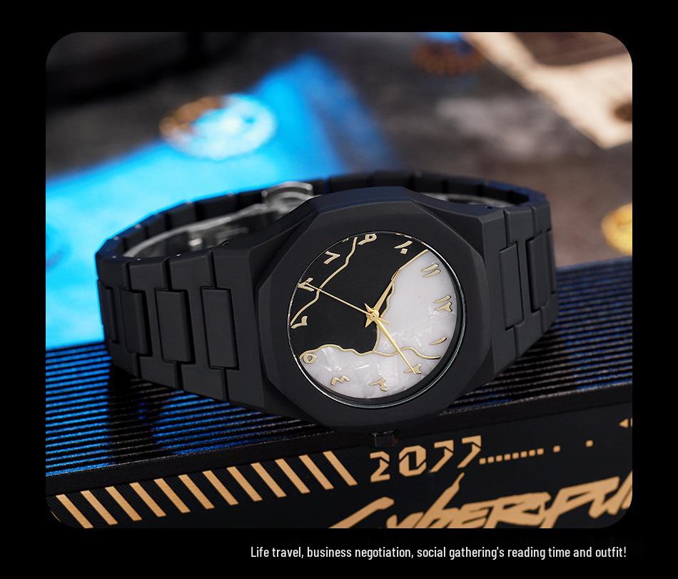 Men's Arabic Numerals Black Matte Quartz Watch
