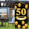 50th Birthday Decorations for Men & Women – Happy 50th Birthday Banner Backdrop, Fabric Yard Sign, Table Cloth, Photo Booth Props for Indoor