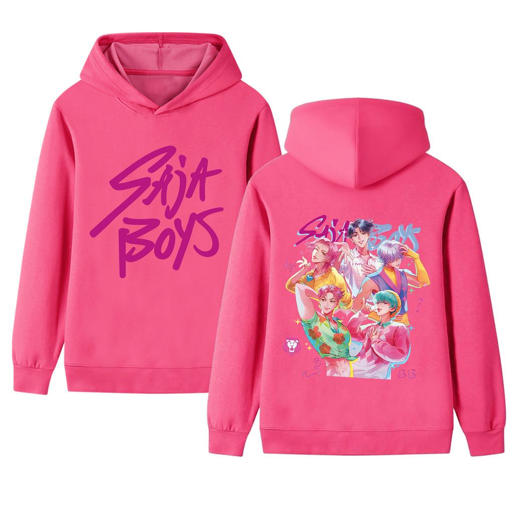 B1207-2 Kids Boys Girls Kpop Rumi Zoey Mira Sajaboys Double-sided Print Long Sleeves Hoodie