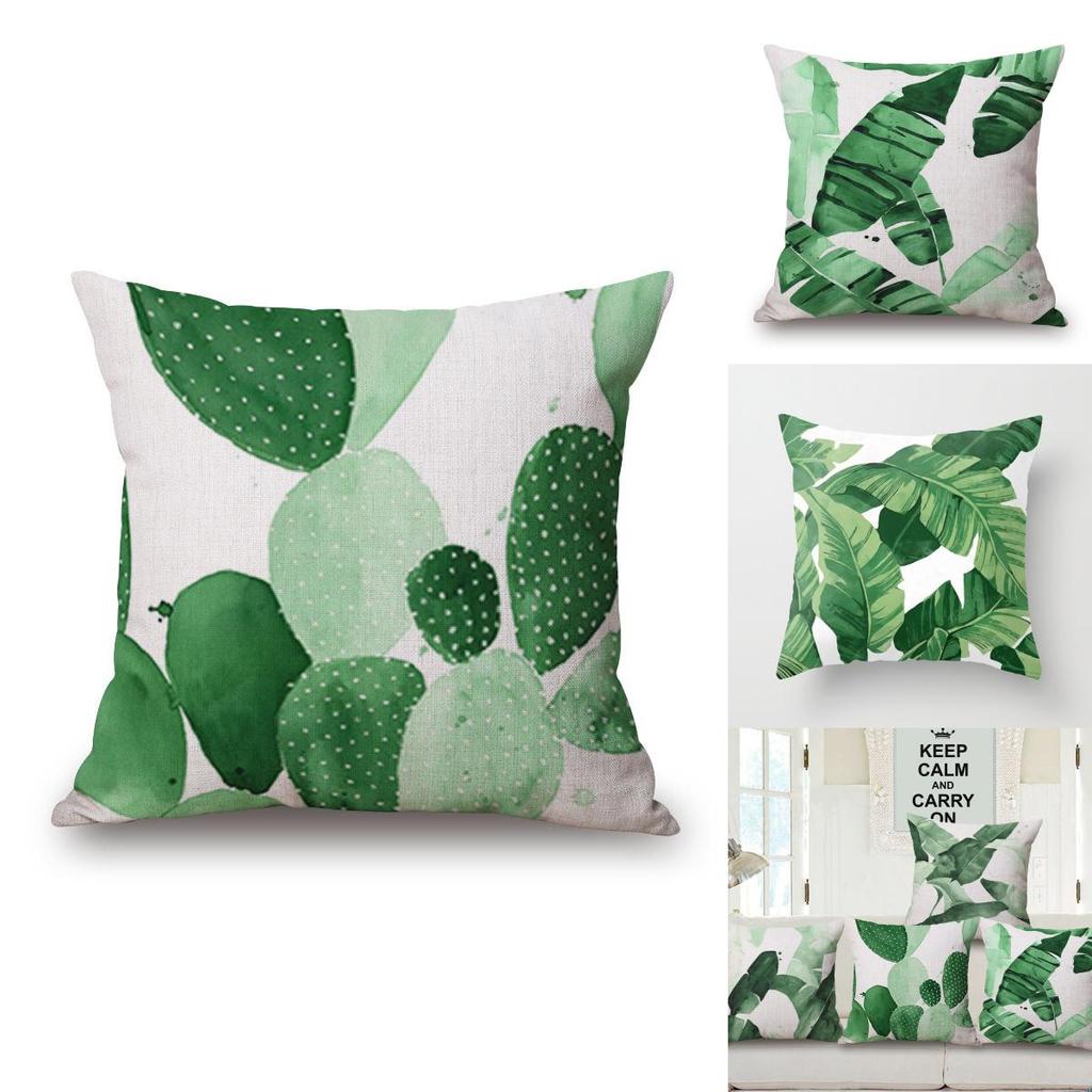 Luxuriöser Kissenbezug aus Baumwolle und Leinen mit grünen Blättern zur Dekoration von Sofa und Auto