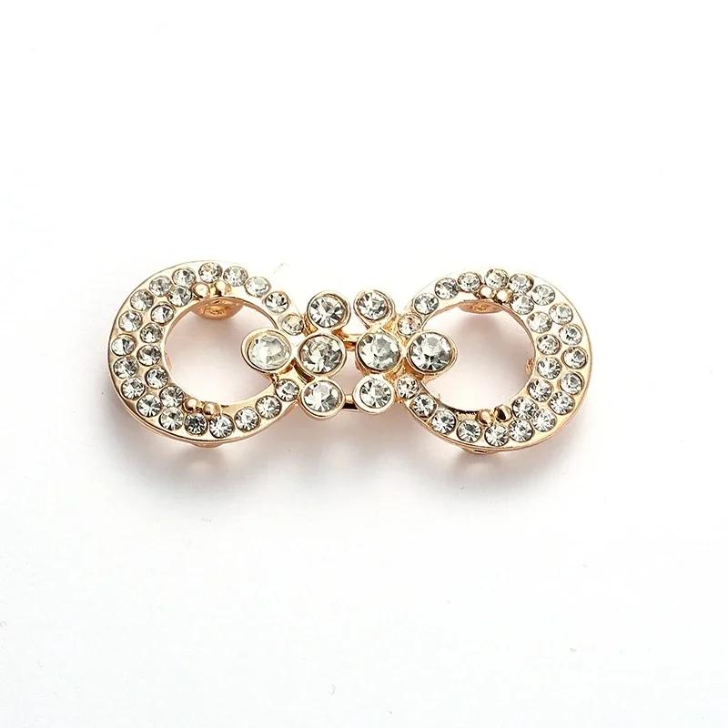 5 Pair Shiny Cheongsam Buckle Brooches Sweater Buttons Clothing Pins Crystal Cardigan Clip Cape Cloak Clasp