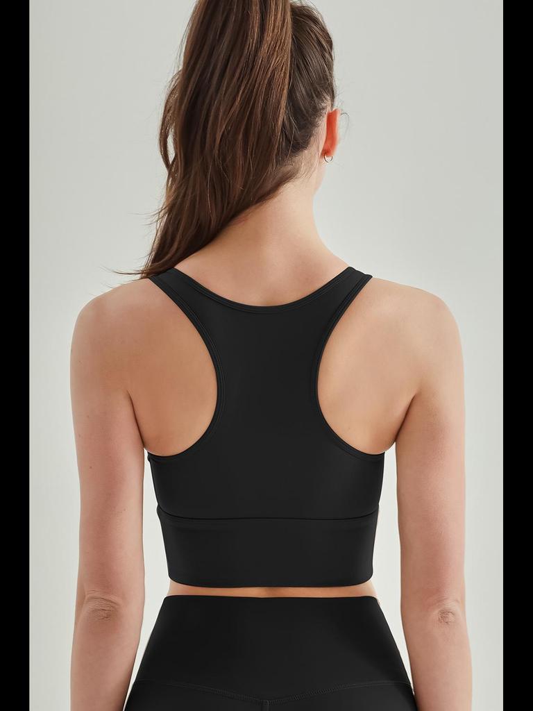 Dámská vysoce pevná jógová vesta: Broušený pocit nahoty, Jednodílná pevná košíčková, Nárazuvzdorná sportovní podprsenka se zádovým zapínáním