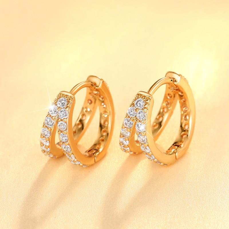 Huitan Simple Stylish Woman Hoop Earrings with Shiny Cubic Zirconia Daily Wearable Fashion Versatile Ear Accessories Jewelry