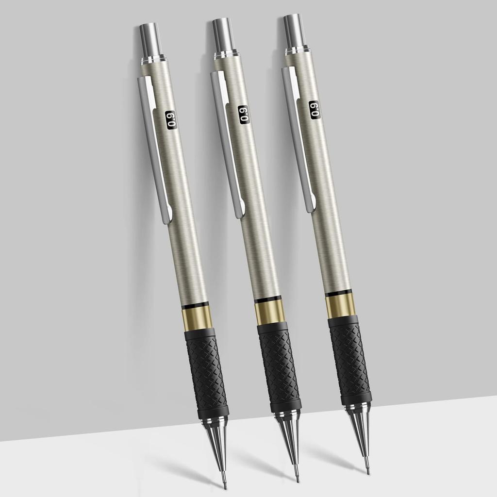 Four Candies Metal Mechanical Pencil HB Lead Refills for and with Case Set, 0.9mm (3 Leads), (360 Leads), Eraser, Drafting, Writing, Sketching,
