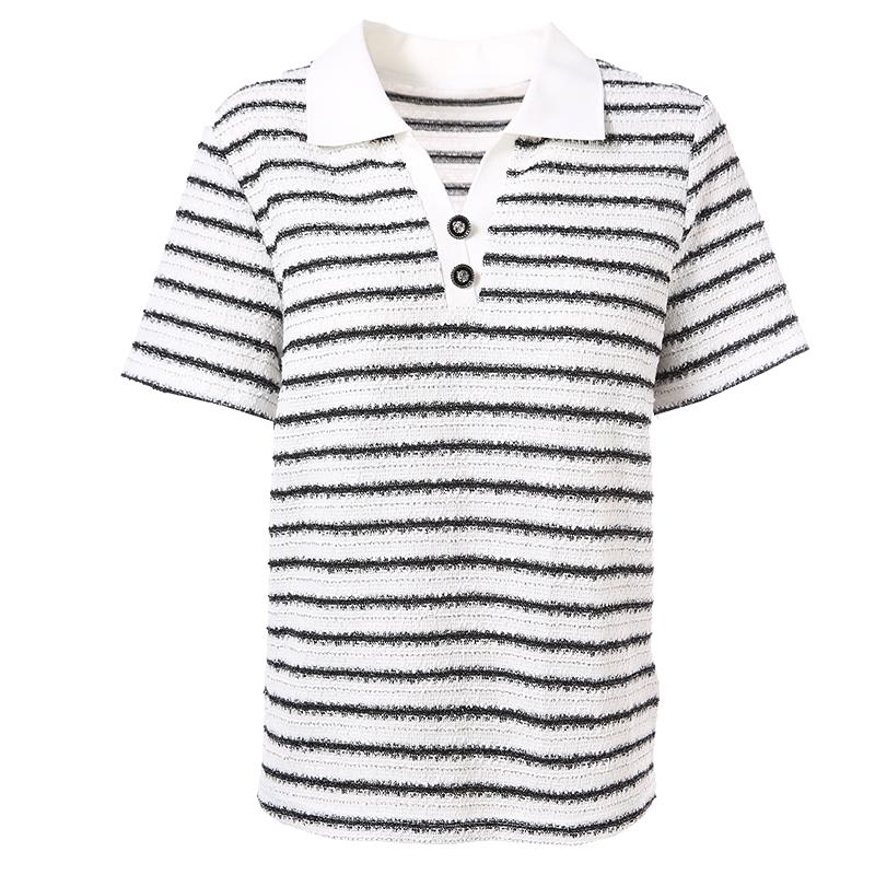 Betu Women's Striped Short Sleeve Polo T-Shirt