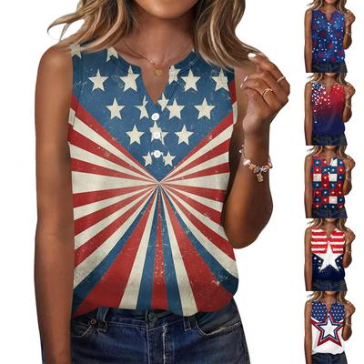 Square Collar Tank Top Women Print Tank Tee Casual Loose Fit Sleeveless Shirt