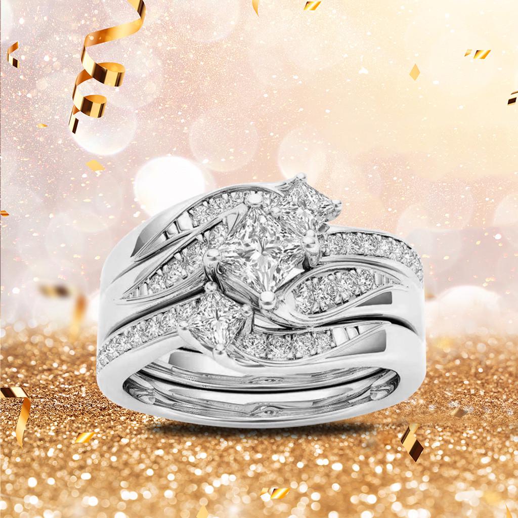 Ring Runder Diamant Ehering Jahrestagsgeschenk Zubehör Ringe Größe 5-11