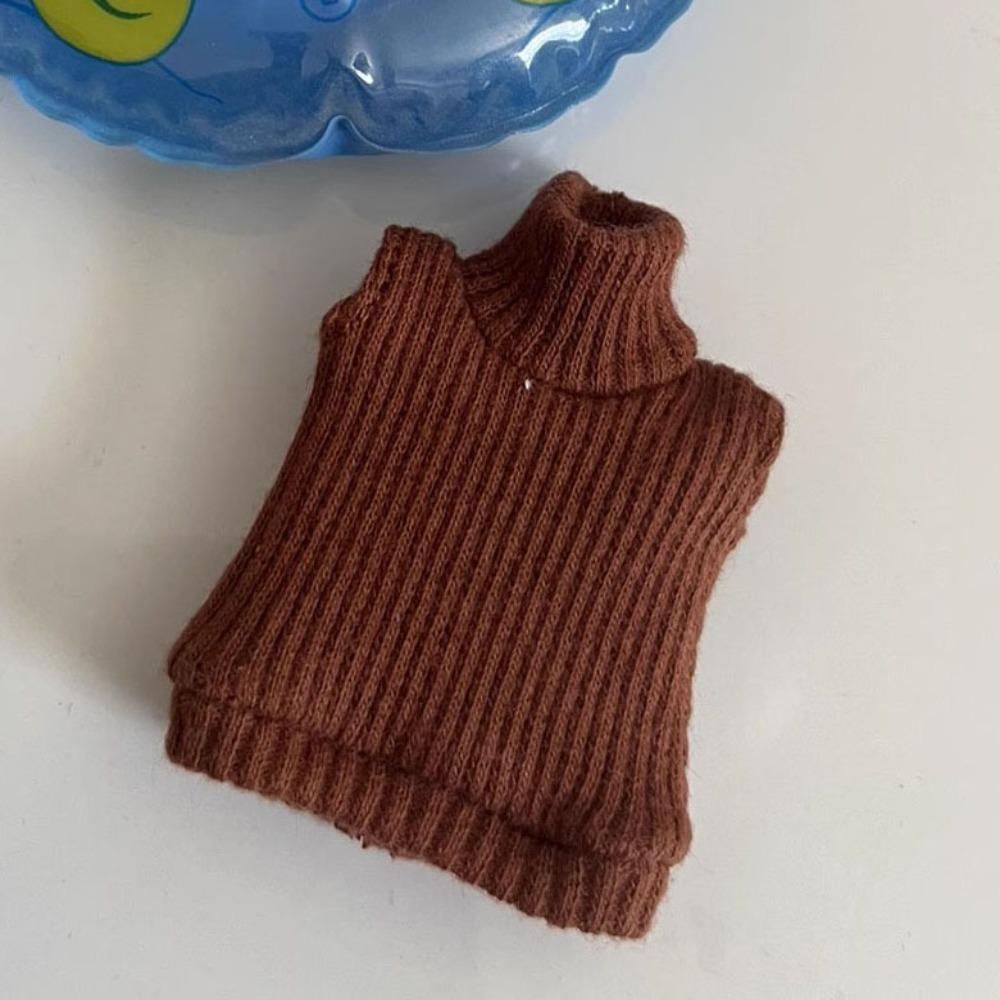 

Міні лялькове в язане пальто різнокольорове жилет з високим коміром для ляльок molly 1/12 Для ляльок 1/8 1/11 OB11 кавовий