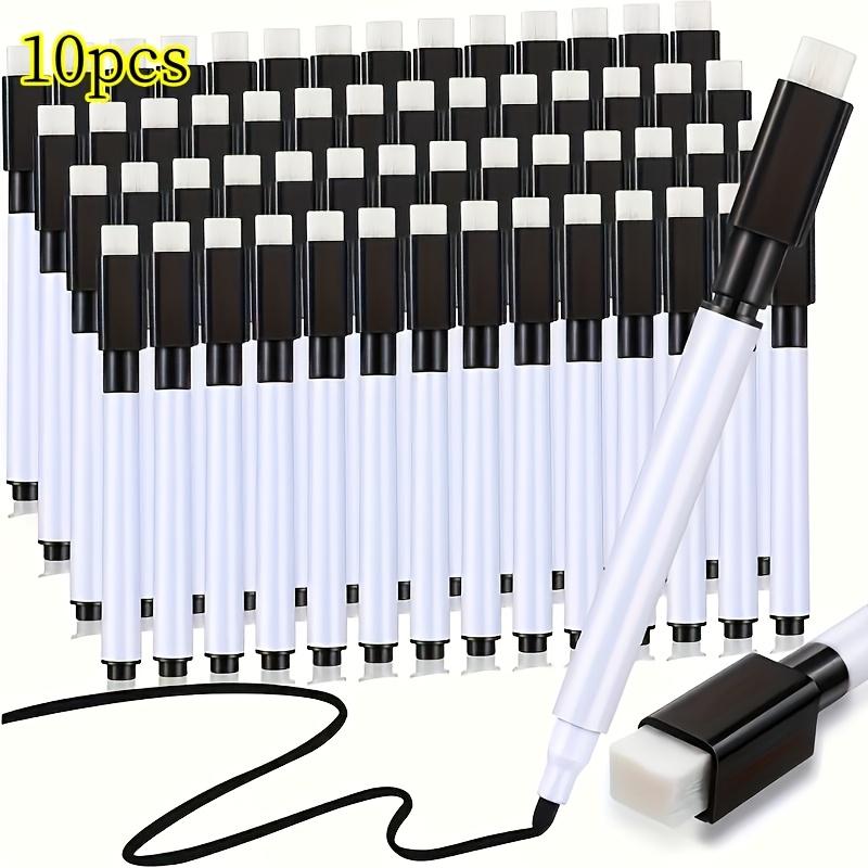 10pcs Erasable Whiteboard Markers with Built-in Eraser - Non-Toxic, Medium Tip for Office & School Supplies