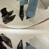 Fashion High Heeled Booties Fall/Winter 2025 New Versatile Pointed Toe Patent Leather Vintage Skinny Boots Stiletto Heel Brown Booties