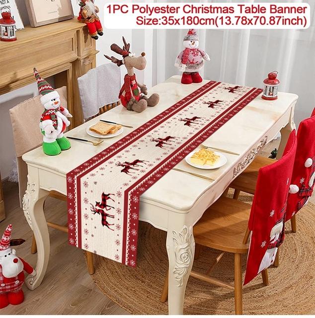 Christmas Table Runner Merry Christmas Decoration for Home Table 2026 Xmas Ornament Navidad Notal Noel Happy New Year Gifts 2026
