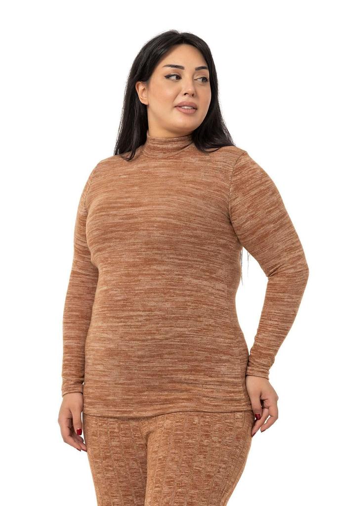 Women's Style Big Size Body Plus Size Half Turtleneck Long Sleeve Knitwear Black Body