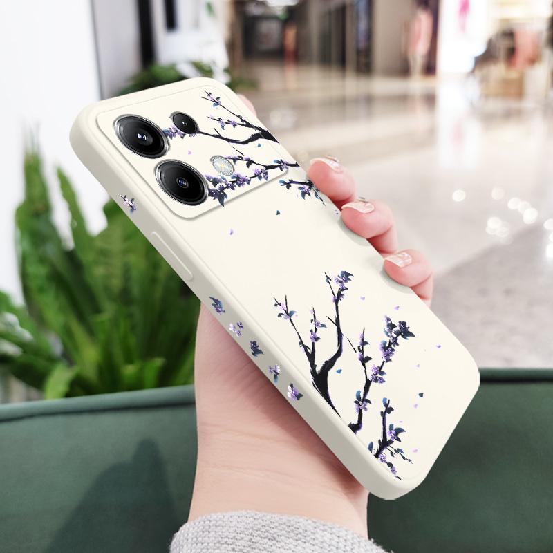 Purple Flower Rain Phone Case For Xiaomi Poco F8 F7 X7 X6 F6 M6 M5 M5S F5 X5 F4 X4 M4 F3 M3 X3 Pro 4G 5G GT Silicone Cover