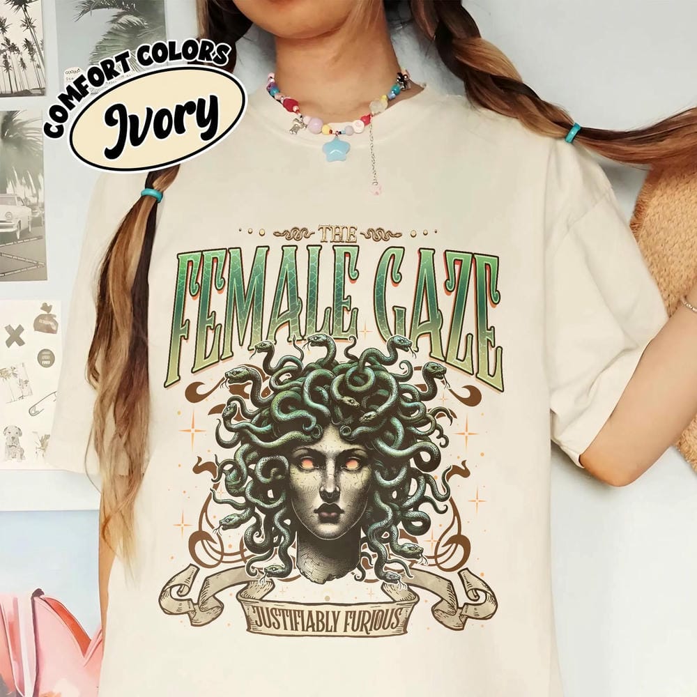 Women The FeUnisex Gaze Comfort Shirt AntiPatriarchy Medusa Unisex Top Vintage Dark Academia Bookish Literary Shirt Streetwear