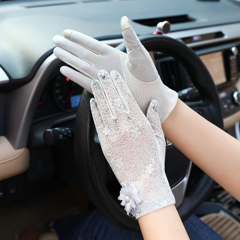 Women's Lace Flower Sun Protection Driving Gloves - Breathable, Lightweight, Touchscreen-Compatible for Outdoor Cycling