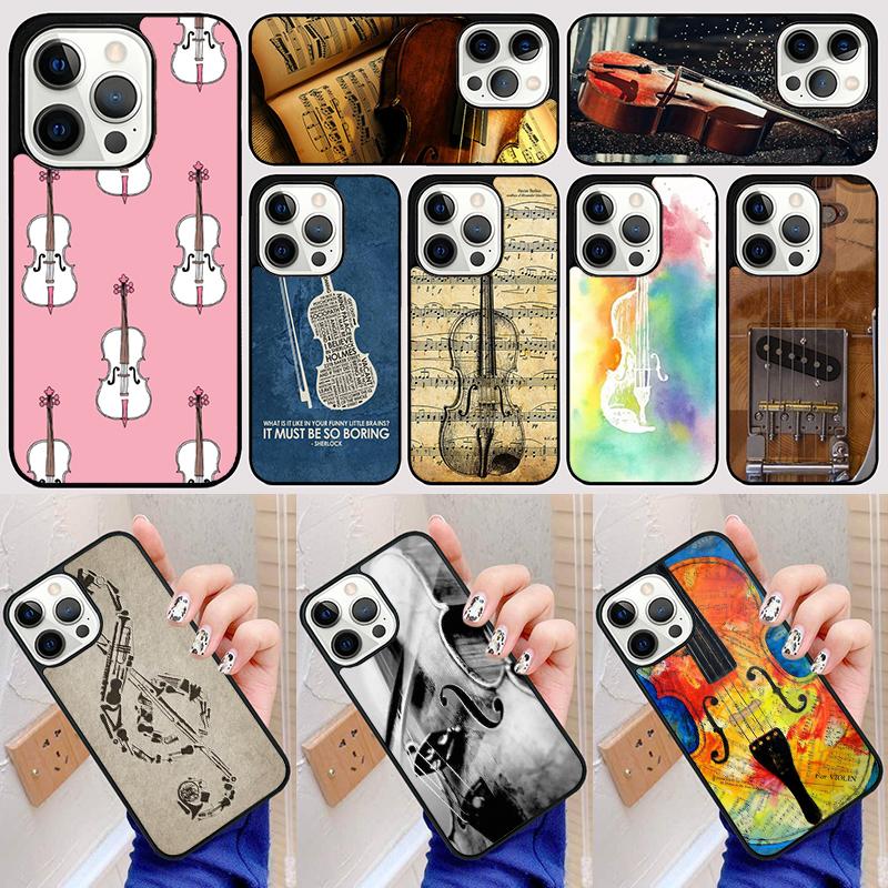 Musical Notes Violin Classical Phone Case Back Cover for iPhone 17 Air 16 15 14 13 11 12 Pro Max Plus Fundas