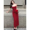 Solid Advanced Dating Sling Dress 2025 Summer New Gyaru Temperament Tight Backless Cross Long dress