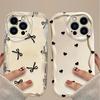 Black Bowknot Heart Phone Case for iPhone 17 Air 16 15 14 13 12 11 Pro Max Plus 16E XR XS X 7 8 Shockproof Silicone Back Cover