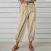 2023 Women's High-Waist Cotton Linen Wide-Leg Pants with Button Detail