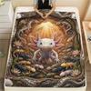 1PC Axolotl  Print FlAannel Blanket, High Quality Comfortable for All Seasons, Home Decor, Warmth and Comfort