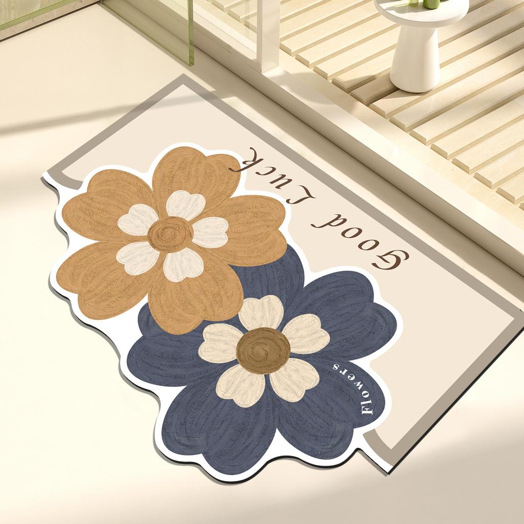 Blumenförmige Bodenmatte, rutschfeste und saugfähige Matte für den Badezimmereingang, Toilette, weiches Kissen, Badezimmer-Fußmatte