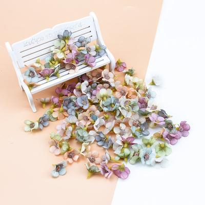50PCS 2CM Multicolor Daisy Head Mini Silk Artificial Flowers Wall for Crown Scrap Wedding Home Decor DIY Garland Headdress