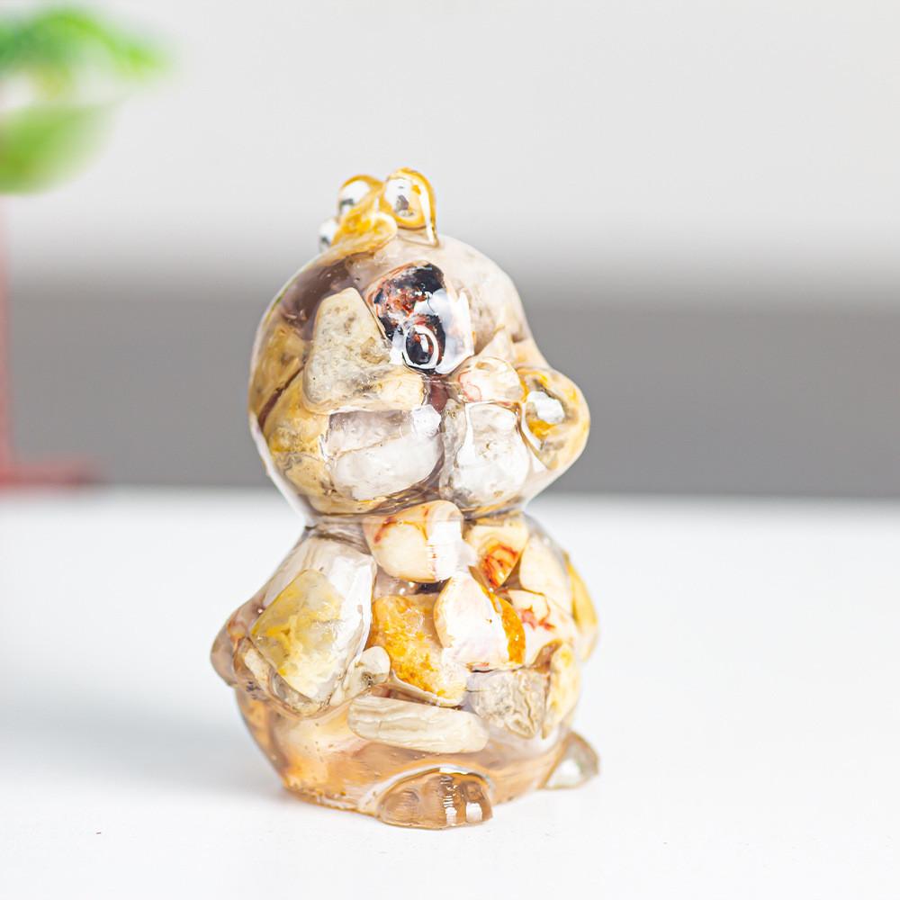 Zodiac Chicken Resin Craft Figurine With Crystal Filling For Home Decor And Gifting