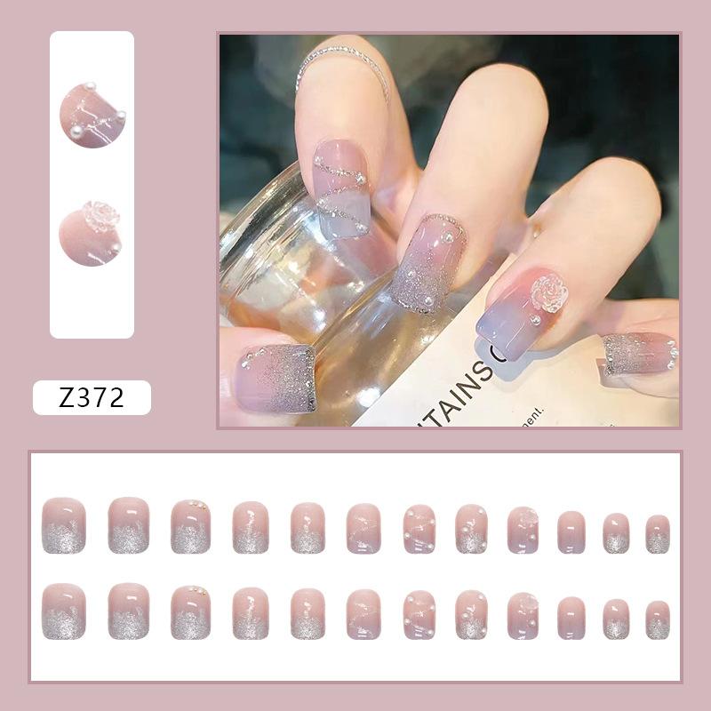 Drill Wearing Nail 24 Pack Combination Nail Art Finished Product Wearing Nail Sticker Three-Dimensional Relief Nail Art