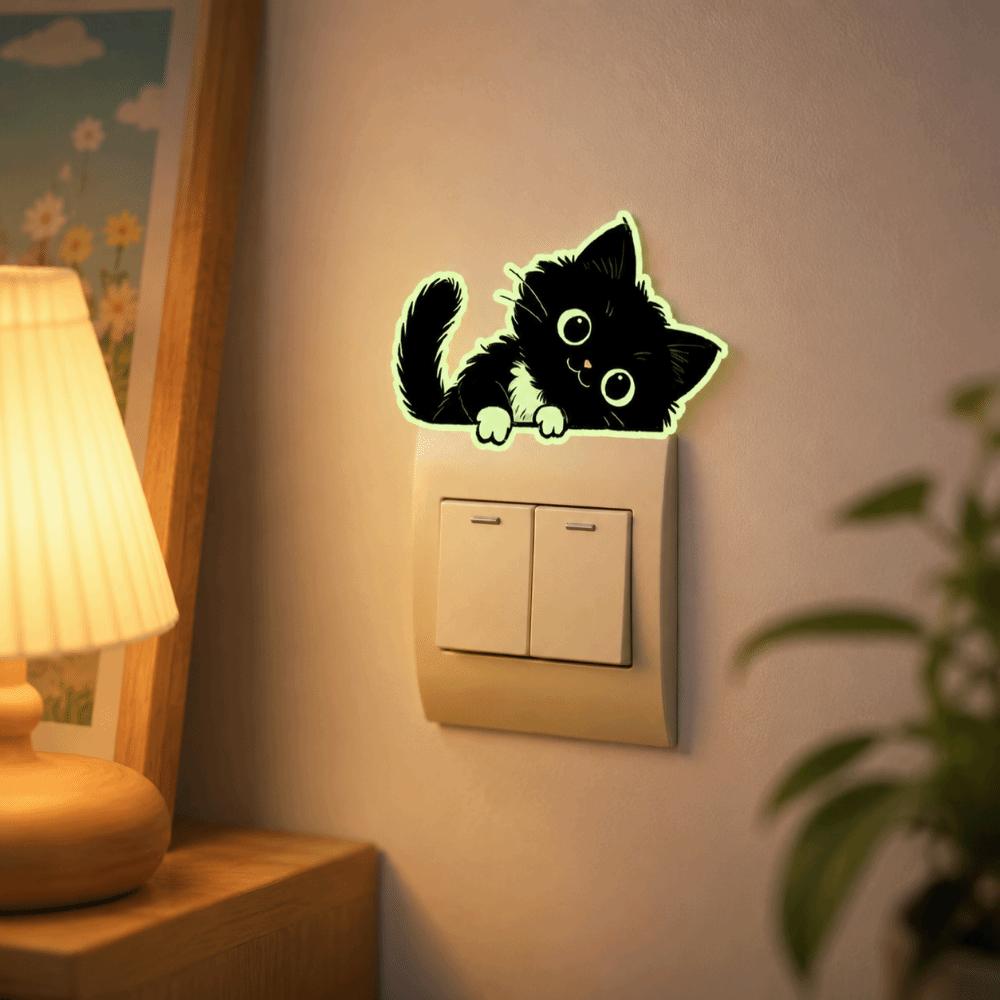 PVC Glowing Cat Stickers Self-Adhesive Cat Switch Stickers Entrance Decoration