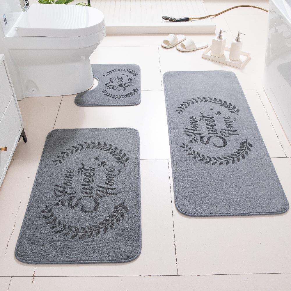 3D Carved Three-Dimensional Bathroom Floor Mat Toilet Three-Piece Non-Slip Absorbent Carpet