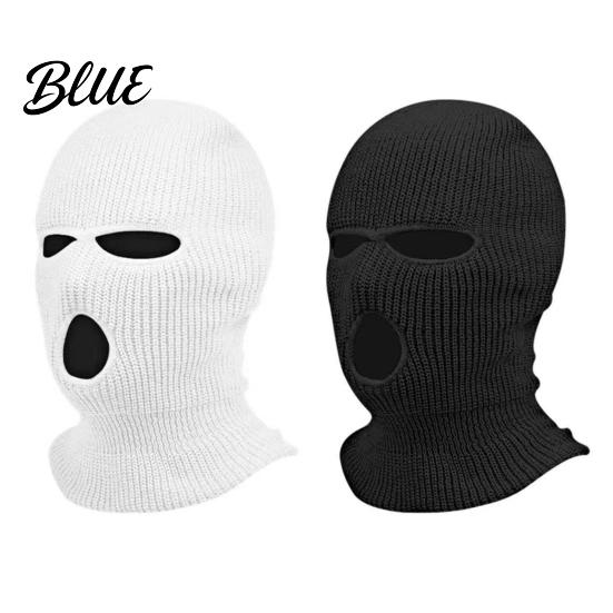 Knitted Winter Beanie Knit Hat 3-Holes Cold Solid Color Cycling Headgear Weather Insulated Thermal Outdoor