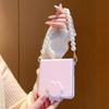 Pink Flip Book phone case for Samsung Z Flip 6 ZFlip5 OPPO Find N2 Flip / OPPO Find N3 Flip/Xiaomi Mix Flip Case with pearl chain