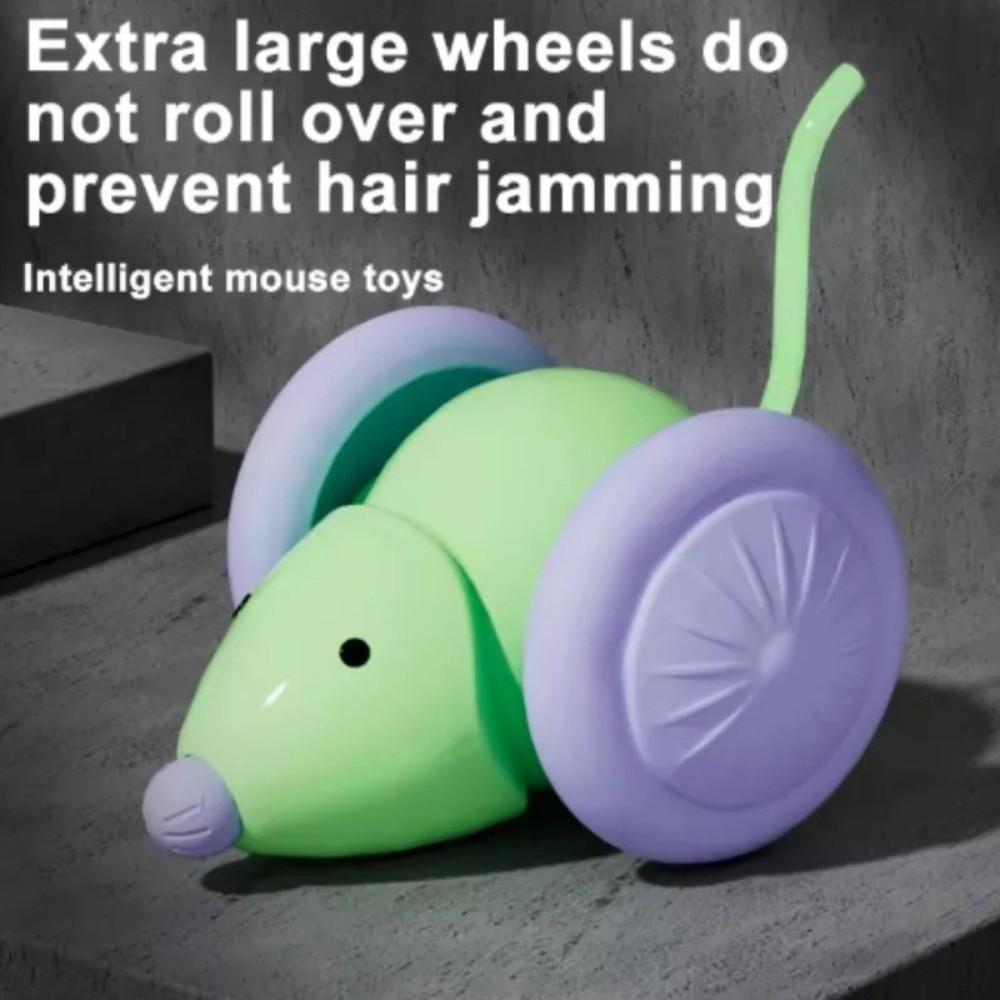 Creative Rechargeable Electric Mouse Car with LED Tail Obstacle Avoidance Interactive Cat Toy Automatic Kitten Toy
