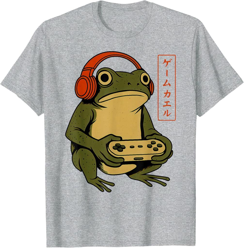 Funny Gamer Frog Unisex Women Boys Funny Vintage Gaming TShirt Cotton Tee Cartoon Vintage Frog Gamer Unisexs Womens Clothing