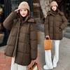 Removable Hat Cotton Clothes Women's Winter New Large Size Women's Clothing Medium and Long Coat Loose Bread Clothes Cotton Clothes