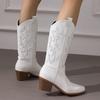 Large size thick heel pointed high boots high heel boots European and American western cowboy knight boots long boots women