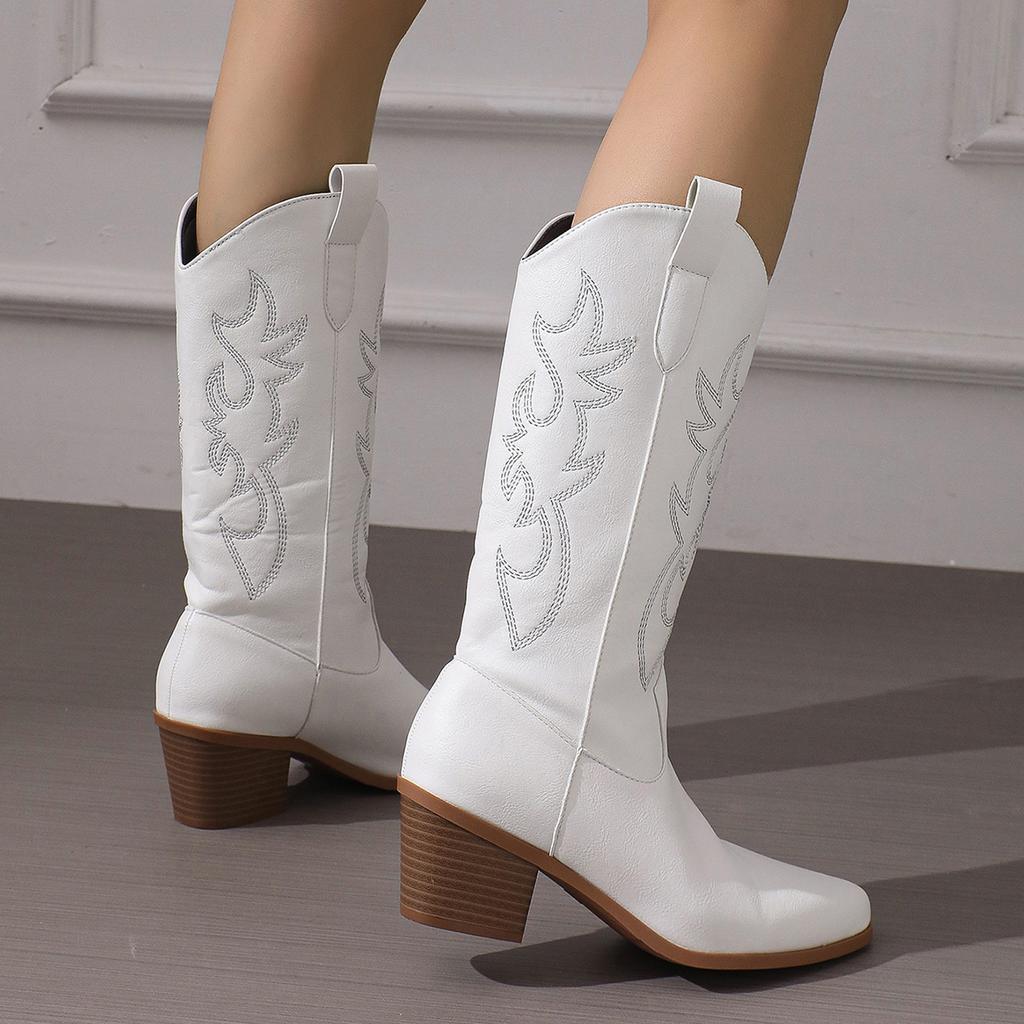 Large size thick heel pointed high boots high heel boots European and American western cowboy knight boots long boots women