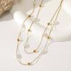 French Imitation Baroque Pearl Necklace Gentle Daily Small Gold Beads Stainless Steel Snake Bone Chain Stacked Wear Ladies Jewelry