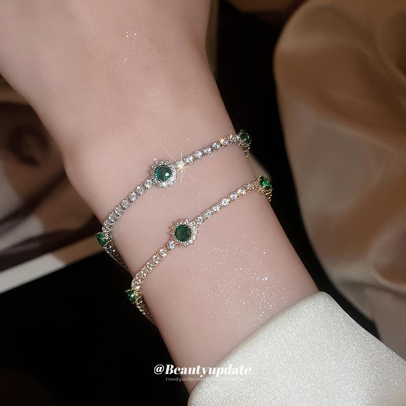 Palace style super flash sea blue full diamond bracelet new exquisite fashion bracelet French light luxury high-end jewelry
