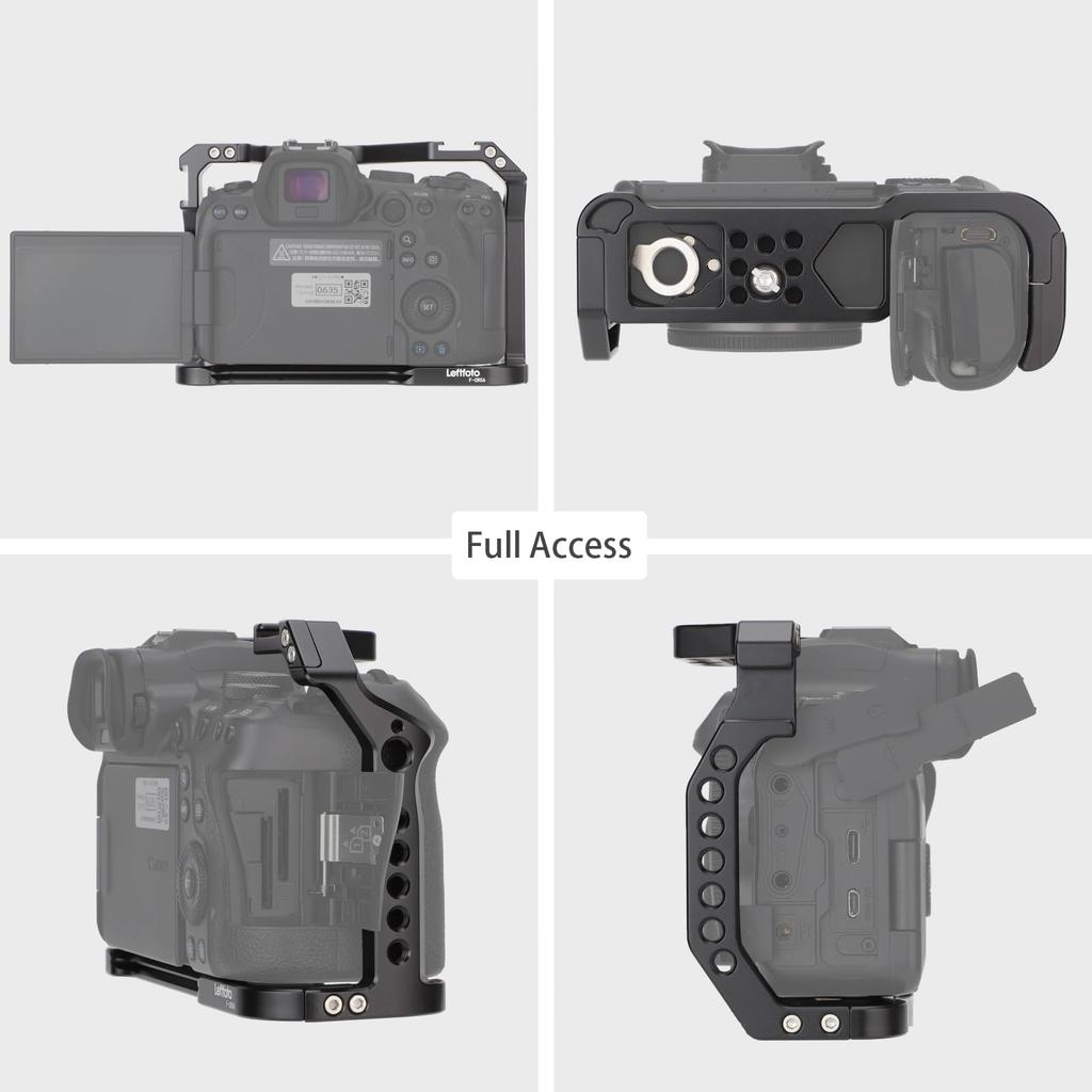 Full Camera Cage for Canon Mirrorless Extension Microphone Fill Light Photography Accessories with Cold Shoe R5/R6 Cameras, Mount, Bracket,