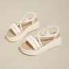 Fashion CRLAYDK Women's Strappy Wedge Sandals Summer Leather Slides Soft Beach Ladies Open Toe Outdoor Dressy Walking Travel Slippers
