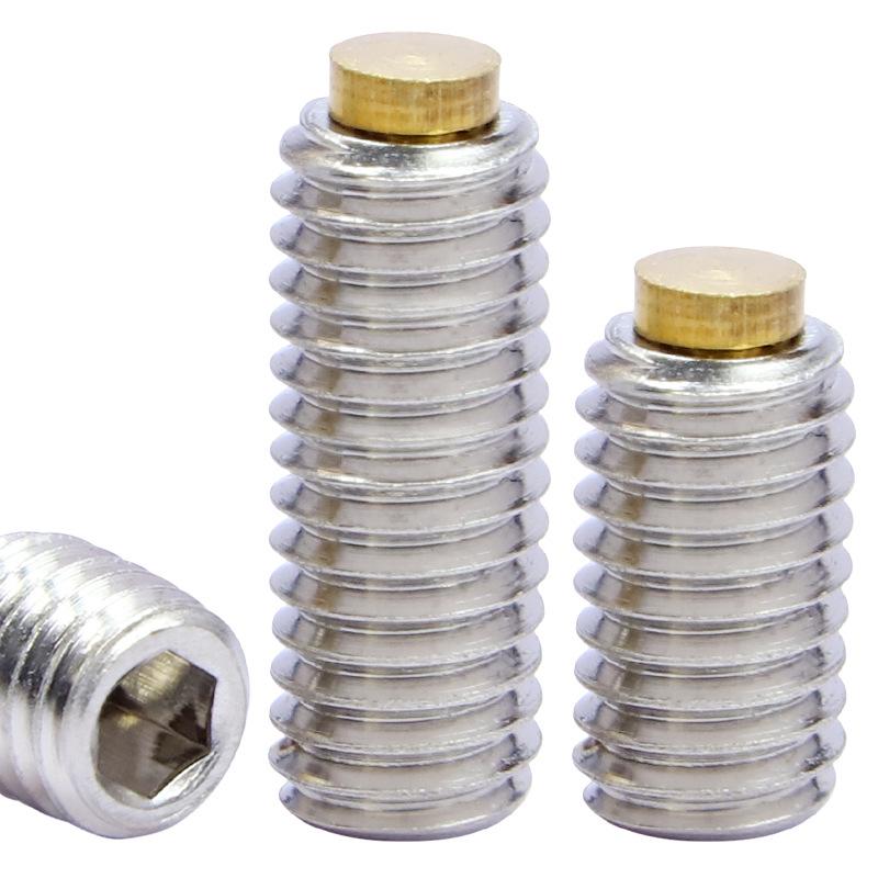 304 Stainless Steel Hexagon Machine Screw with Copper Set Screw End (M3, M4, M5, M6, M8)